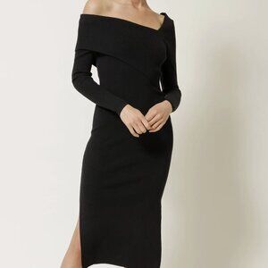 NWT REVOLVE Line and Dot Black SYLVIE MIDI SWEATER DRESS XS